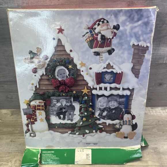 3D Holiday House Picture Frame JC Penny Collection Holds 4 Photos Santa Vintage - Picture 1 of 16